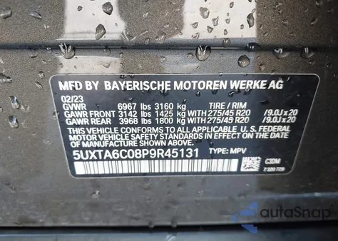 2023 BMW X5 Phev xDrive45E из США, поврежденный, VIN 5UXTA6C08P9R45131